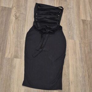 Strapless Bodycon Dress Corset Lace Up Back